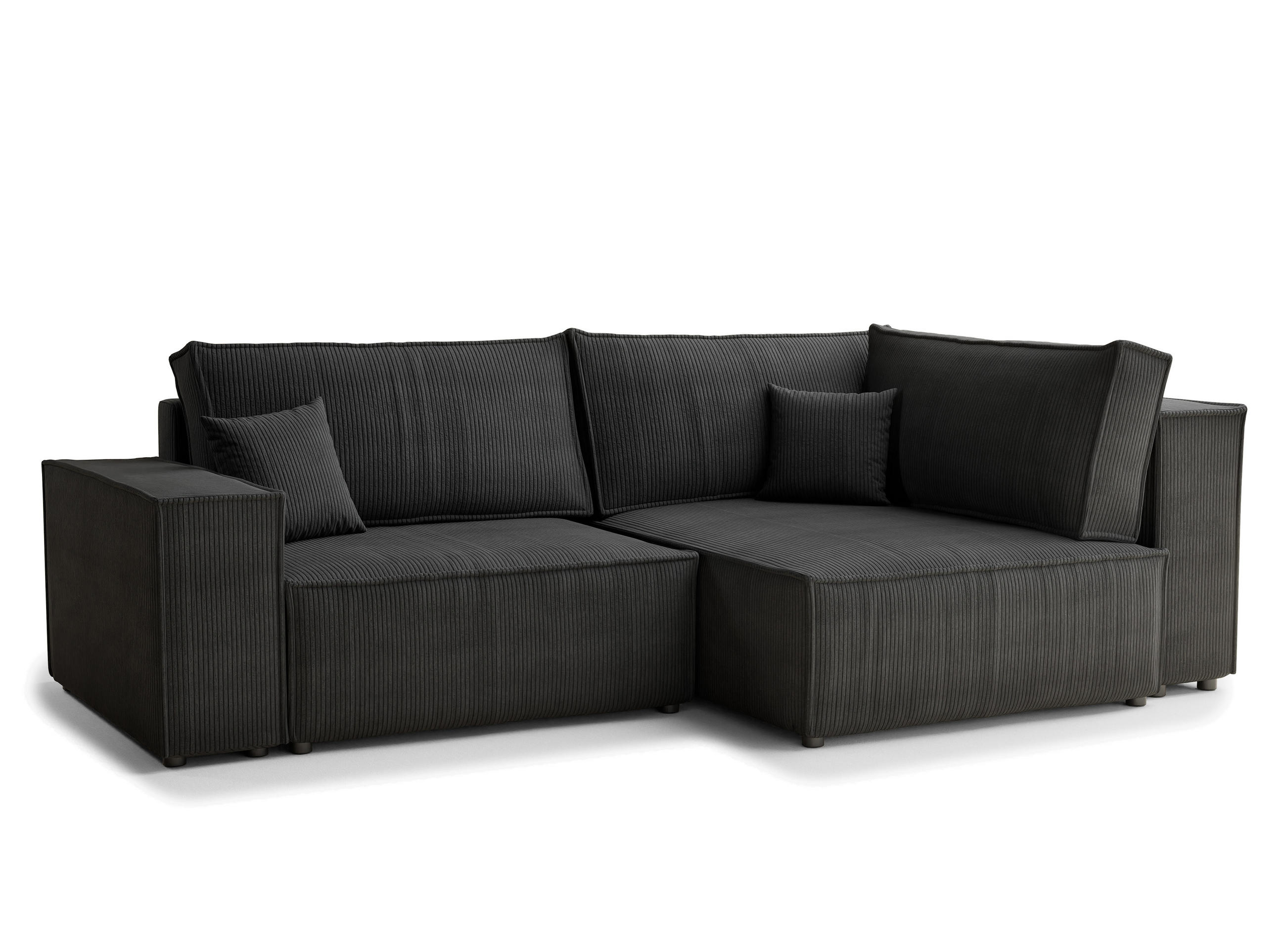 ECKSOFA MIT SCHLAFFUNKTION Tonga Anthrazit Samtstoff - Anthrazit/Schwarz, Holz/Holzwerkstoff (255/105cm) - Maison de Reve