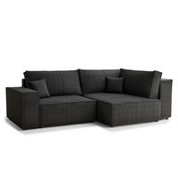 ECKSOFA MIT SCHLAFFUNKTION Tonga Anthrazit Samtstoff - Anthrazit/Schwarz, Holz/Holzwerkstoff (255/105cm) - Maison de Reve