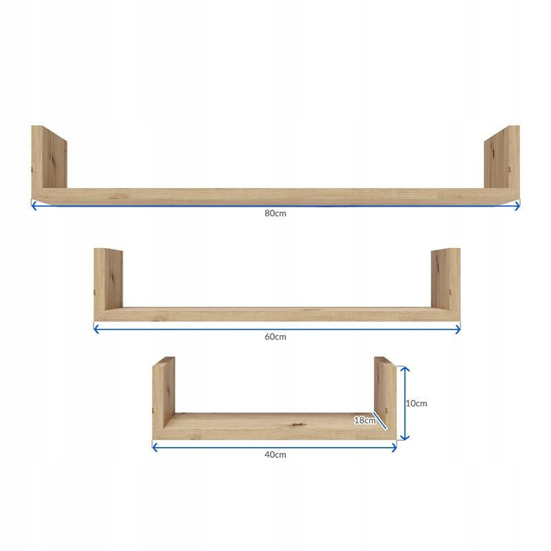 Matkam Möbel Wandregal Eiche Artisan 40x10x18 cm