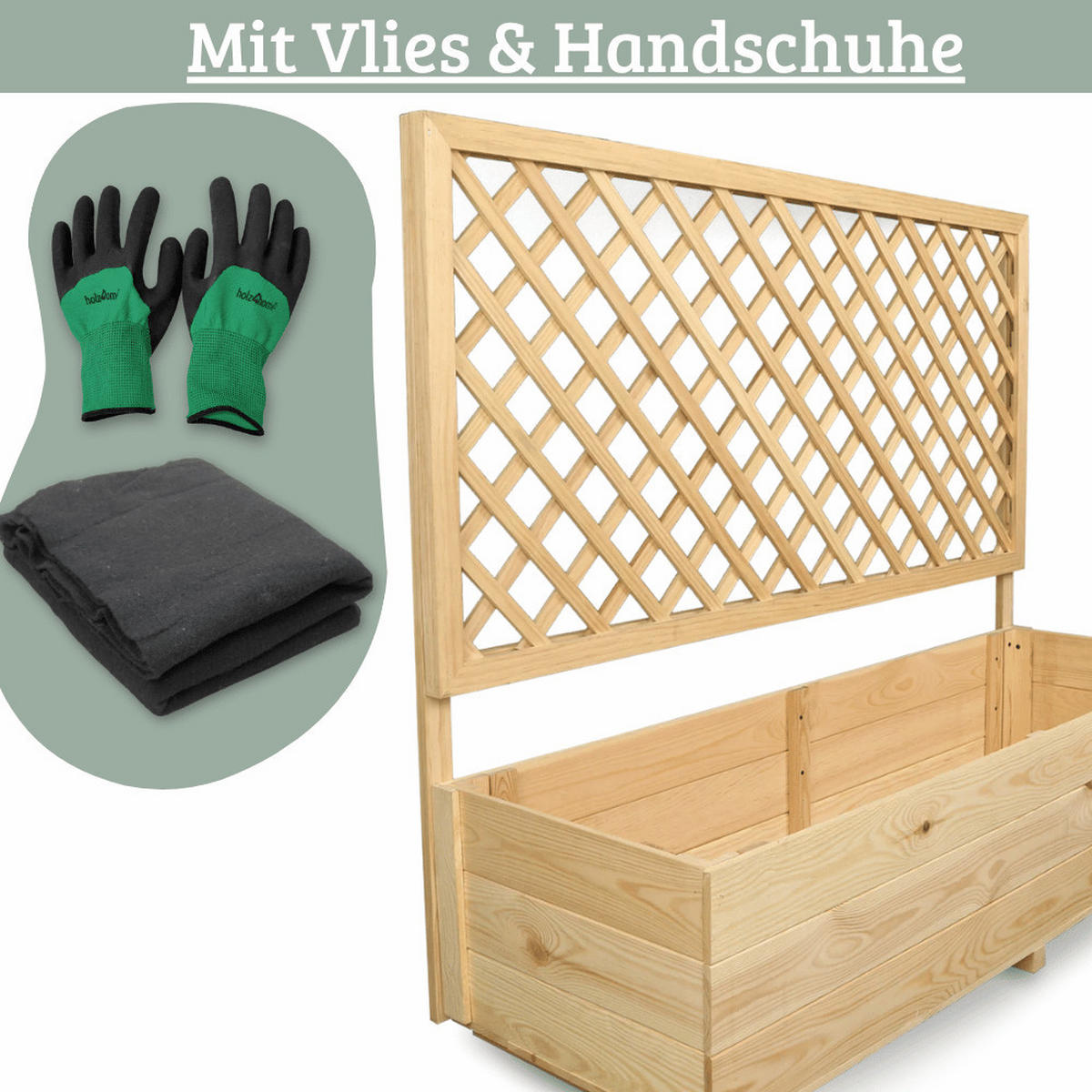 PFLANZKASTEN mit Rankgitter THIO Inkl. Vlies 128cm Breit - Braun, Holz (128/104/44cm) - DELUKE