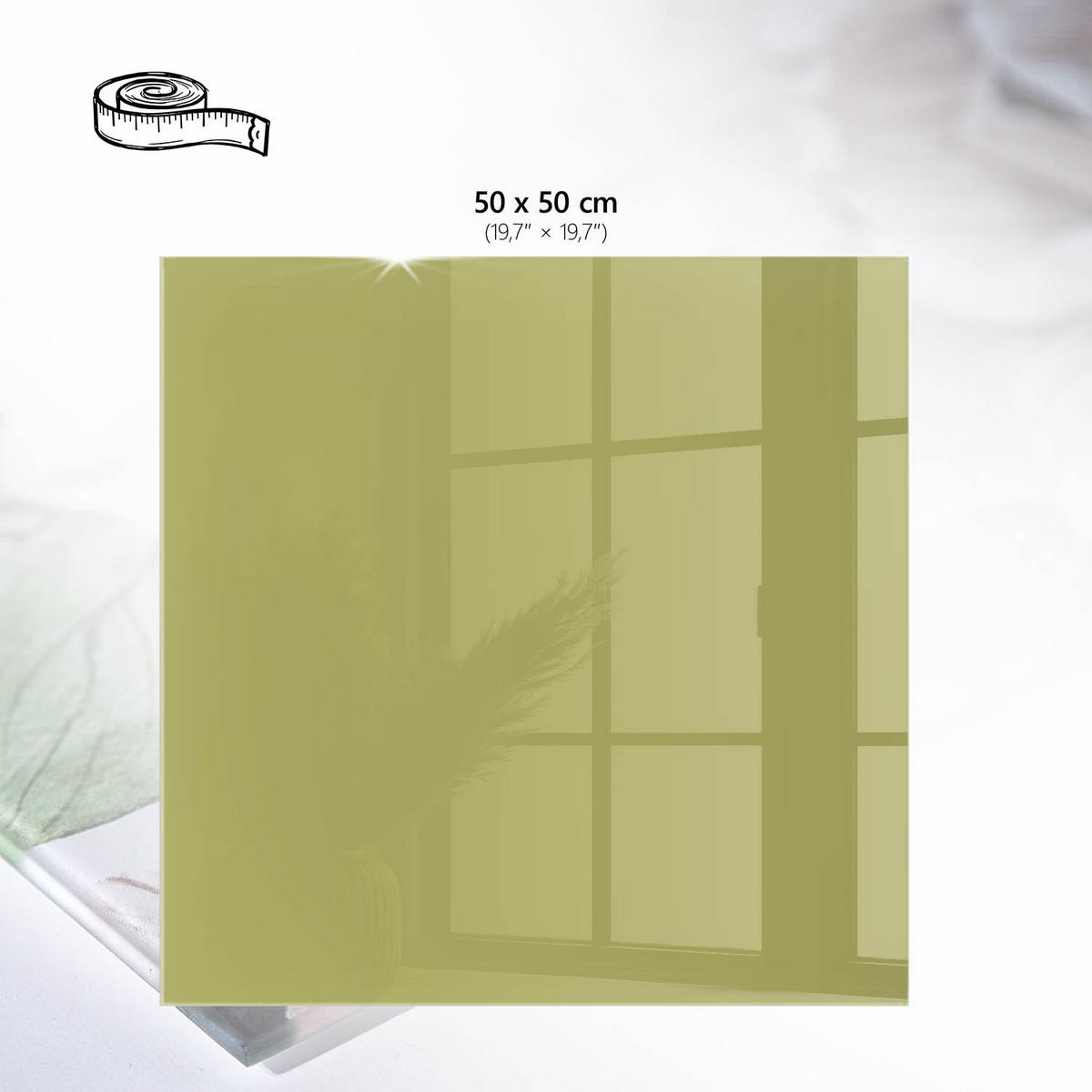 TISCHPLATTE 50x50 cm – Grüner Vintage-Stil - Violett, Glas (50/50/0.4cm) - Wallfluent