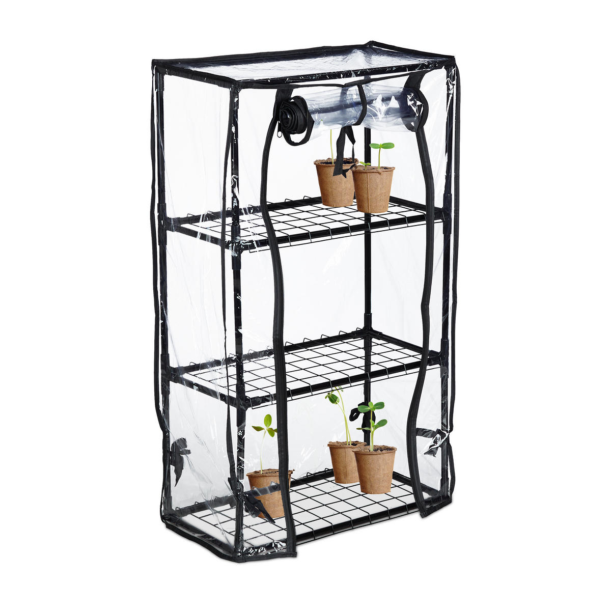 BALKONGEWÄCHSHAUS - Schwarz, Kunststoff/Metall (48/80/24.5cm) - Relaxdays