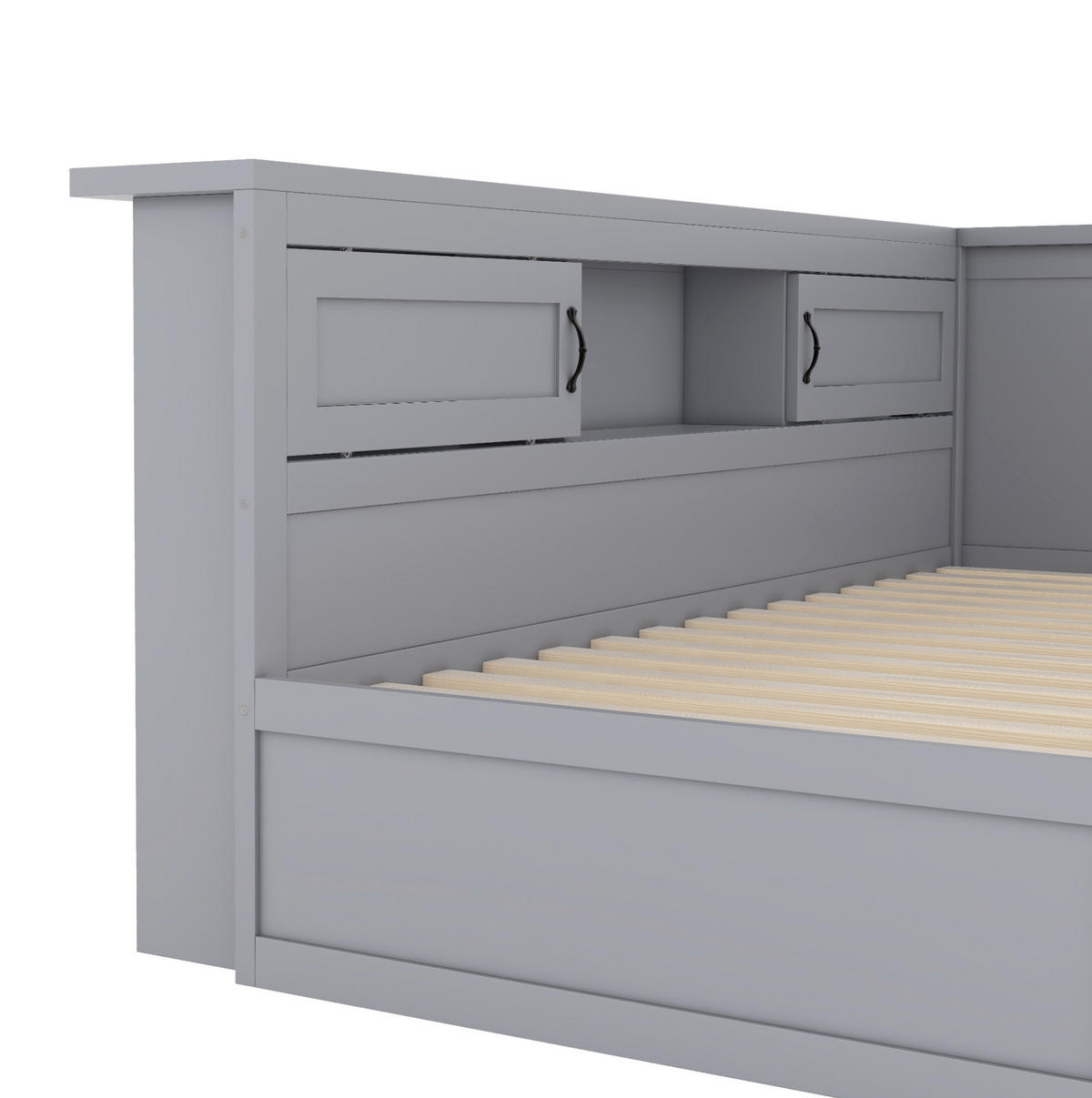 BETT 90/200 cm Grau aus Spanplatte und MDF mit LED-Beleuchtung und Bett - Grau, Holzwerkstoff (90/200cm) - OKMYHOME