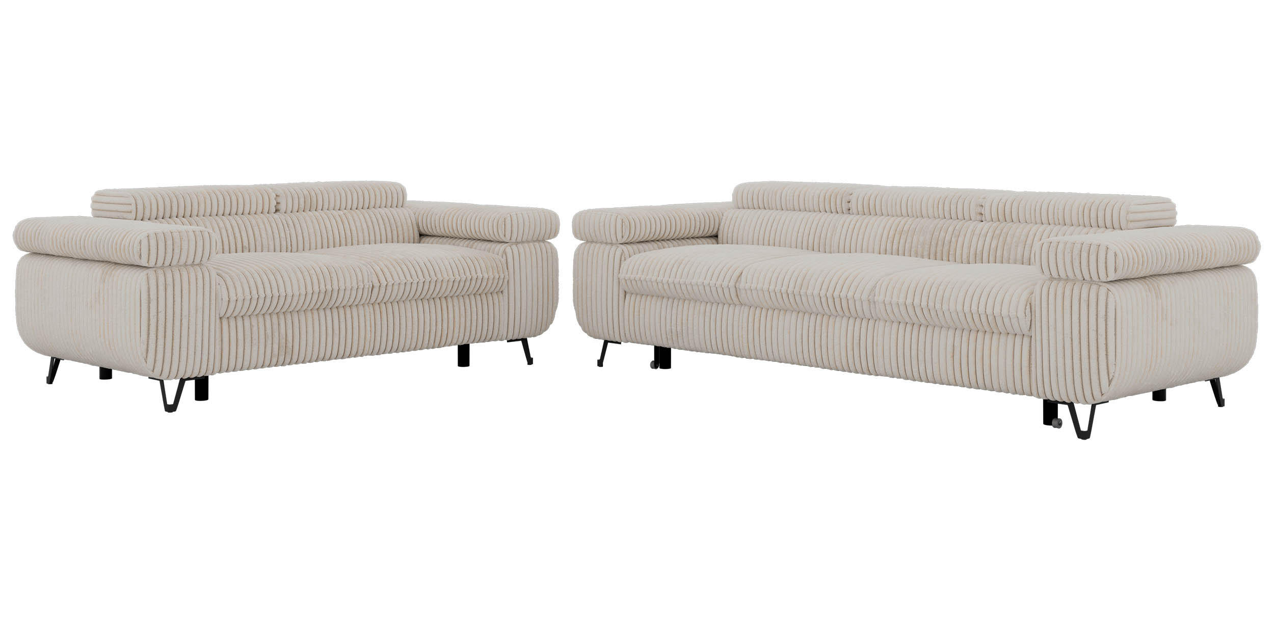 SEDACÍ SOUPRAVA PETERS 2+3 - Béžová Manšestr - černá/krémová, kov/textil (262/76/99cm) - MKS