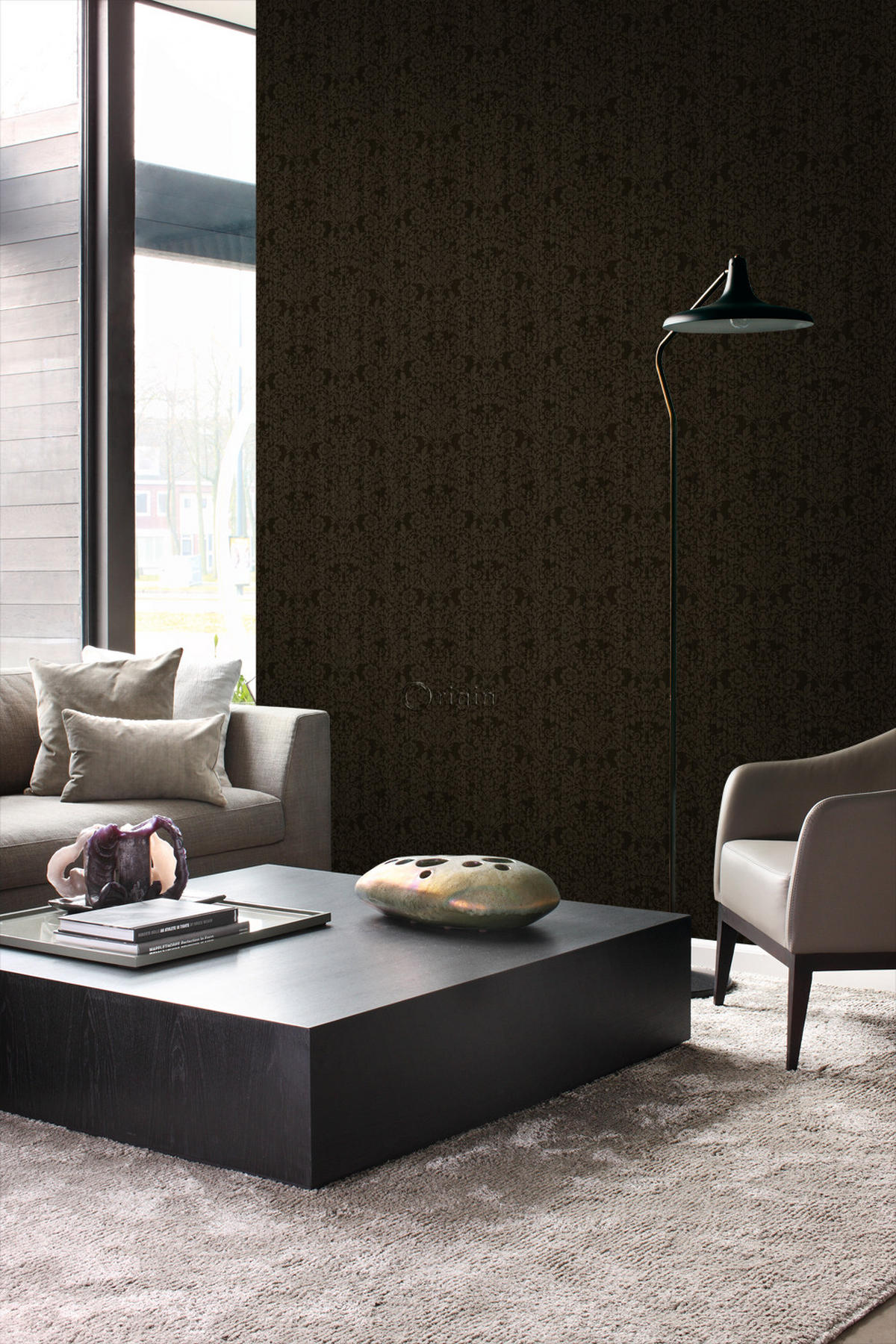 TAPETE Ornamente 53 cm x 10.05 m - Schwarz, Papier (53/1000cm) - Origin Wallcoverings