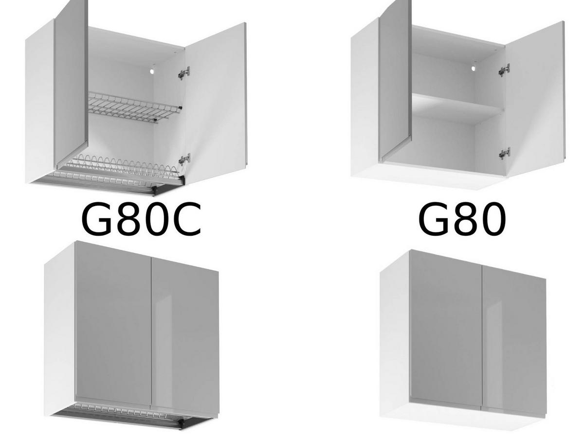 ECKKÜCHE 280 x 220 cm – Aspen KA3-M280 - in Grau/Hochglanz - Grau, Holz (500/212/58cm)