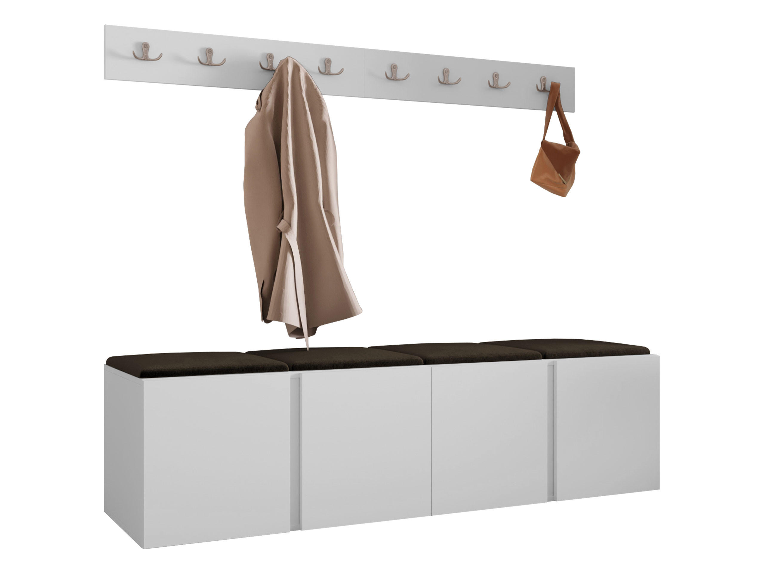 GARDEROBEN-SET Orion VII - Weiß/Braun, Holzwerkstoff/Kunststoff (168/42/46cm) - MIRJAN24