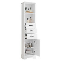 SEITENSCHRANK Badschrank MDF modern mit Schubladen & verstellbaren Böden wasserfest Badezimmer Stauraum weiß - Weiß, Holzwerkstoff (38/172.5/26cm) - EVRYAE