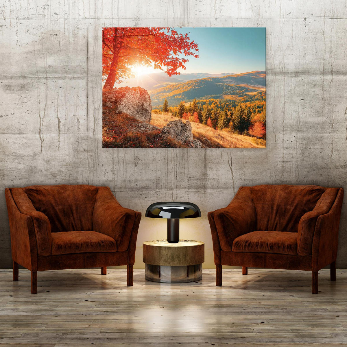 LEINWANDBILD Berge Landschaft Modern 60x40 - Multicolor, Holzwerkstoff (60/40cm) - Wallarena