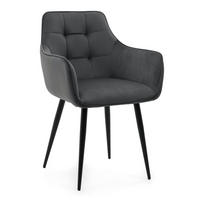 STUHL GALLO gespolstert mit Steppung - grau - Samt Velours - Schwarz/Grau, Textil/Metall (58/88/58cm) - NEW HOME