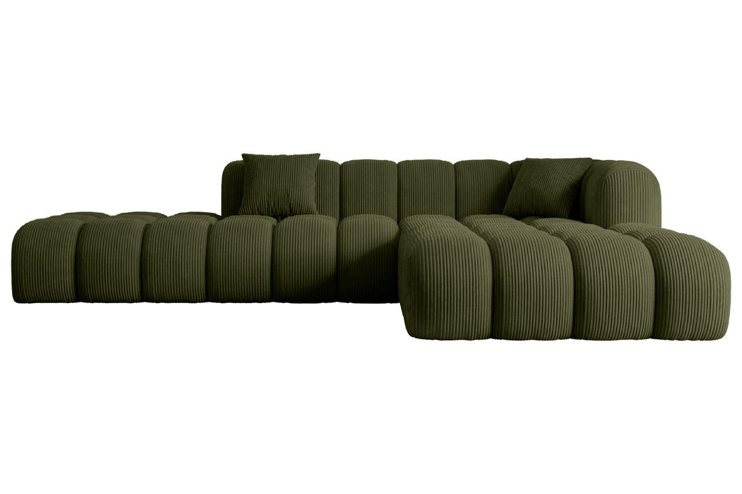 ECKSOFA Ottomane Rechts OLEA-L2 - 289x176x71 cm Grün Bouclé - Schwarz/Grün, Holzwerkstoff/Kunststoff (289/176cm) - ALTDECOR