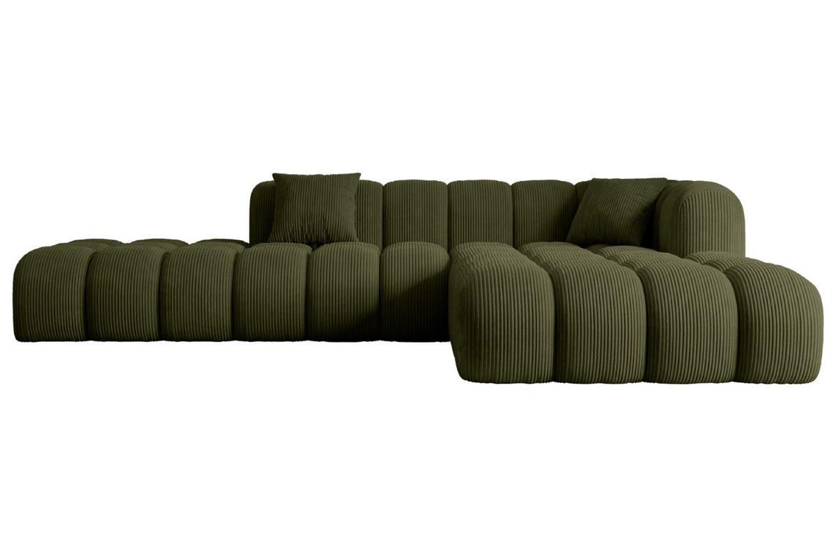 ECKSOFA Ottomane Rechts OLEA-L2 - 289x176x71 cm Grün Bouclé - Schwarz/Grün, Holzwerkstoff/Kunststoff (289/176cm) - ALTDECOR