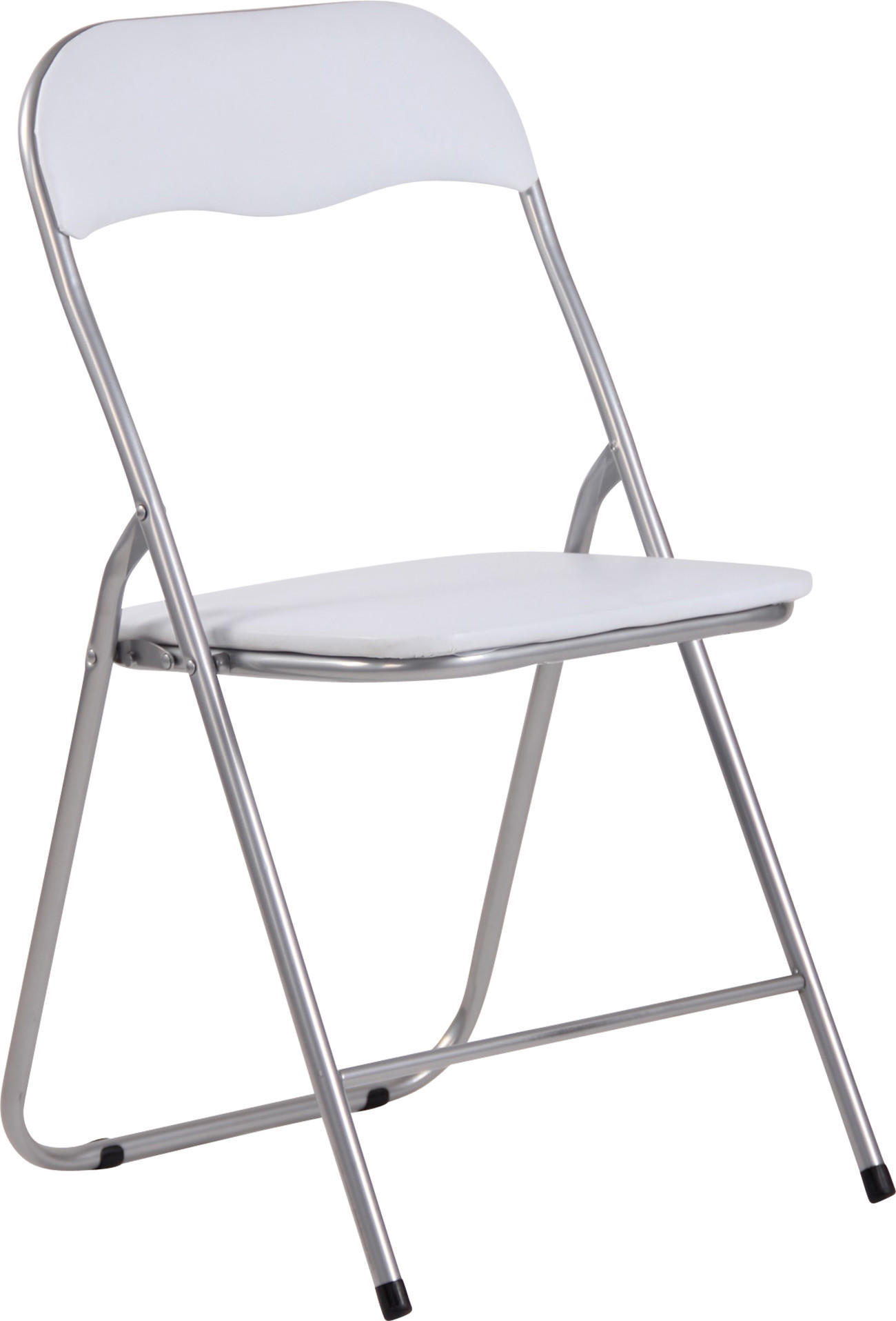 BESUCHERSTUHL Lederlook weiß/silber - Silberfarben/Weiß, Textil/Metall (45/78/45cm) - CLP