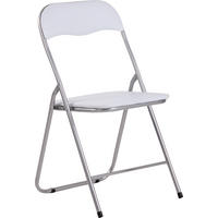 BESUCHERSTUHL Lederlook weiß/silber - Silberfarben/Weiß, Textil/Metall (45/78/45cm) - CLP