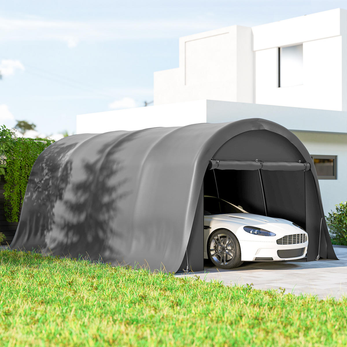 CARPORT Verzinkter-Stahl PE Dunkelgrau - Dunkelgrau, Metall (300/266/600cm) - Outsunny