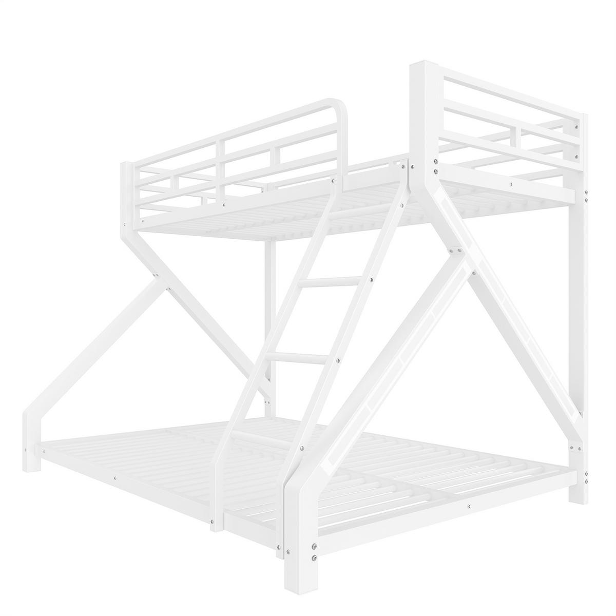 ETAGENBETT 90/200 cm & 140/200 cm in Weiß mit LED, Sicherheitsgeländer und Leiter - Weiß, Metall (90/200cm) - STILVORA