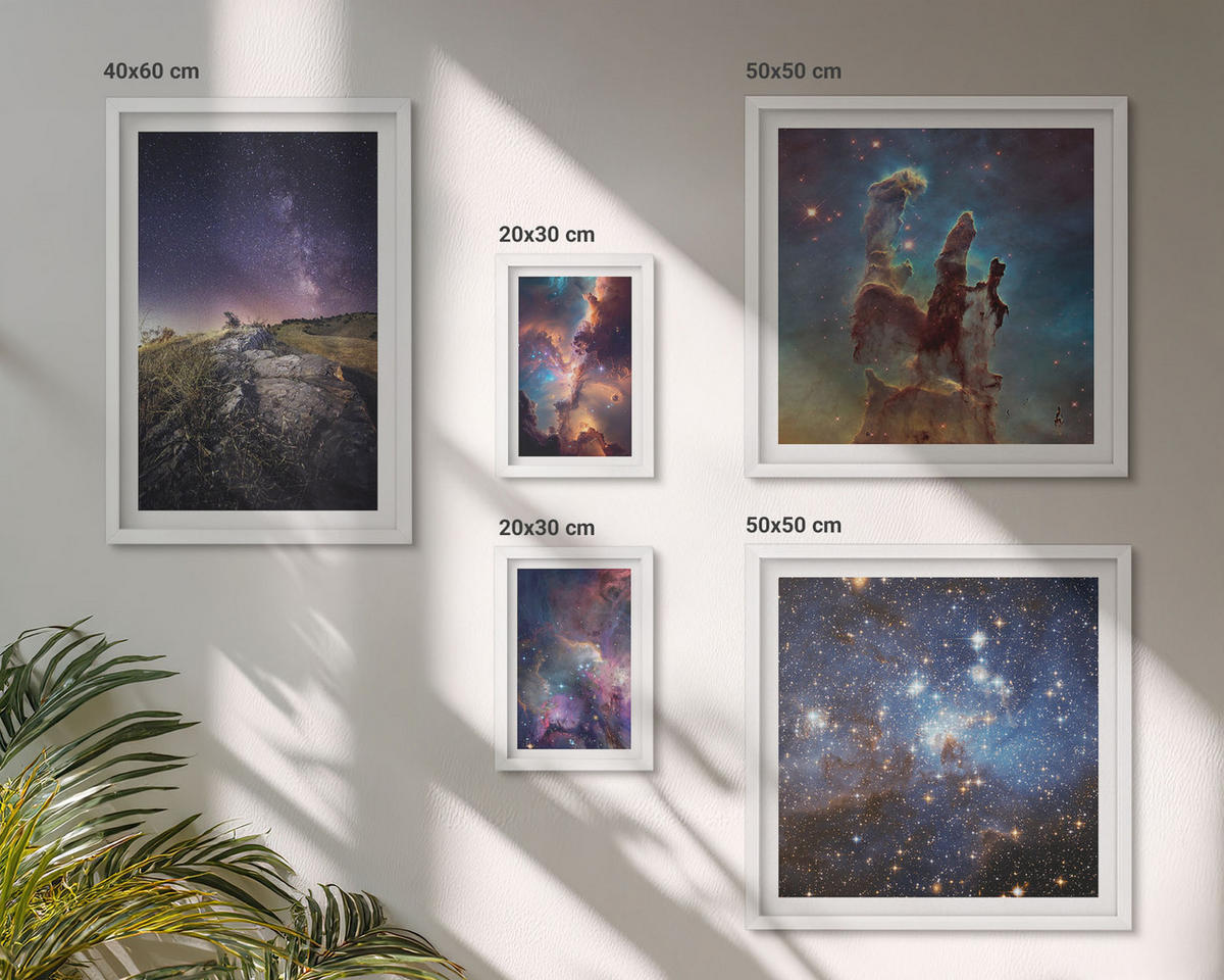 WANDBILDER 5er-Set - 50x50 cm & 20x30 cm & 40x60 cm Weißer Rahmen - Wasserfall in der Schlucht - Weiß, Kunststoff (40/60cm) - ArtPrintCave
