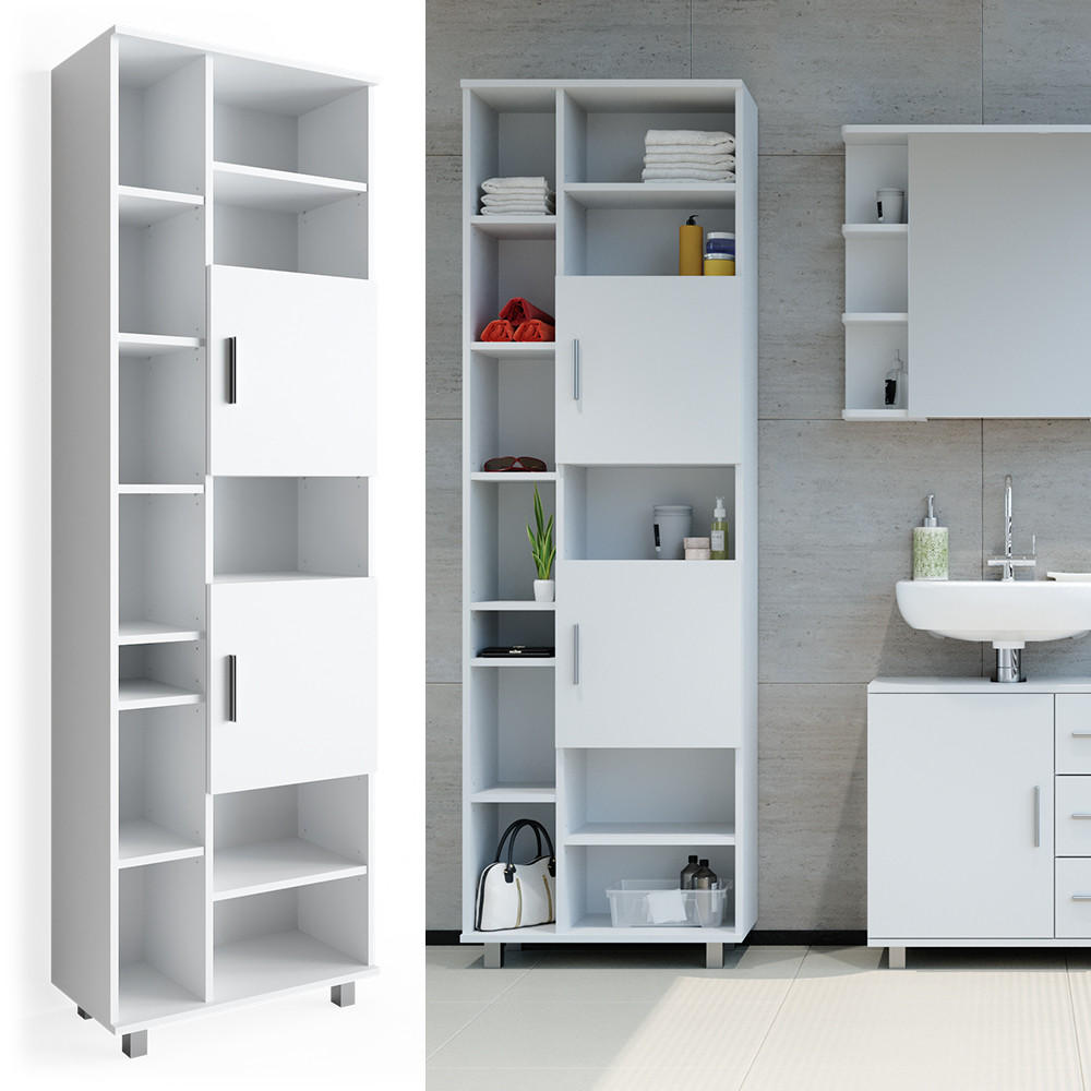 BADSCHRANK Ilias Weiß 60 x 190 cm - Weiß, Holzwerkstoff (60/190/30cm) - Vicco