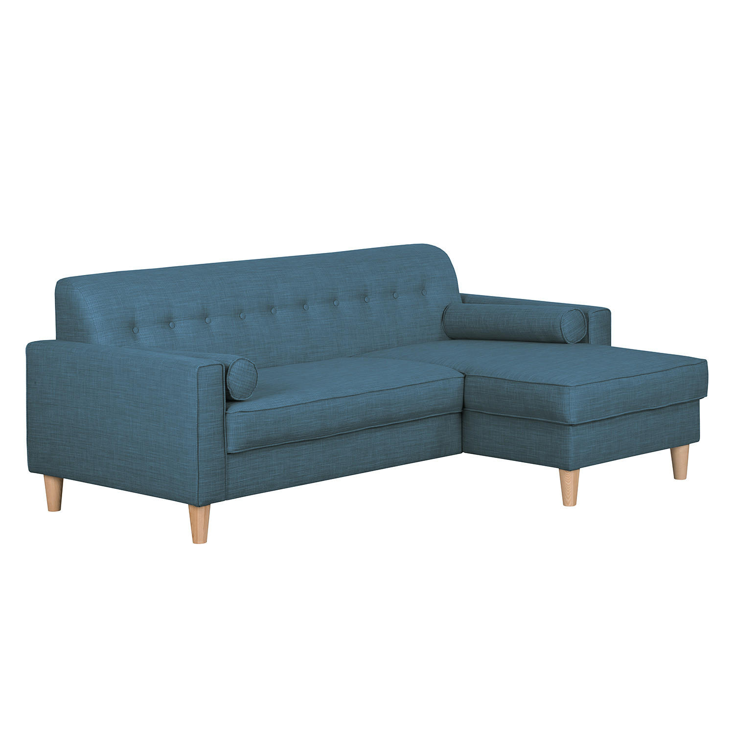 ECSKOFA - Webstoff - Blau, Holz/Textil (202/135cm) - home24