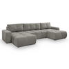 WOHNLANDSCHAFT Hosio Grau 359/177/88 cm mit Schlaffunktion - Schwarz/Grau, Kunststoff/Textil (359/88/177cm) - AX Living