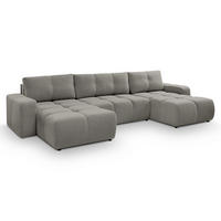 WOHNLANDSCHAFT Hosio Grau 359/177/88 cm mit Schlaffunktion - Schwarz/Grau, Kunststoff/Textil (359/88/177cm) - AX Living