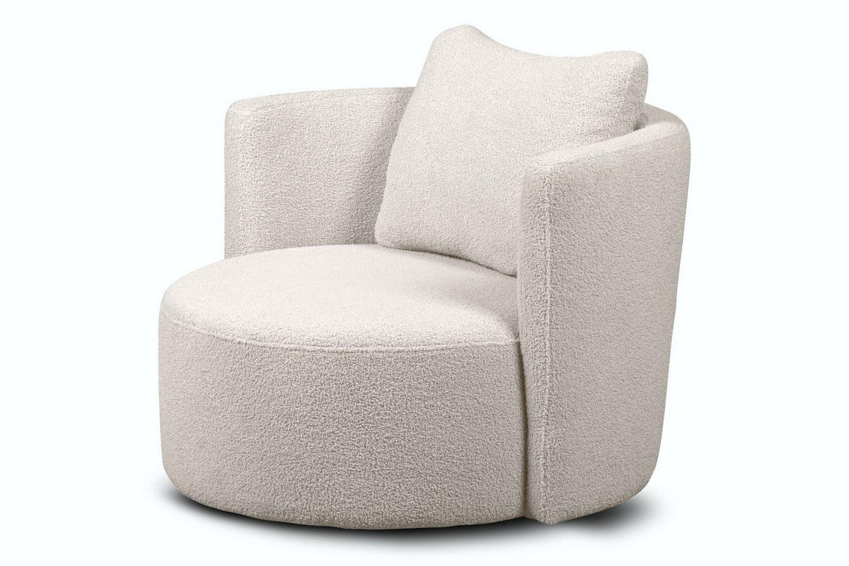 DREHSESSEL RAGGI 360° Drehfunktion mit inklusive dekorativem Kissen, Weiß - Weiß, Textil (92/75/94cm) - KONSIMO®