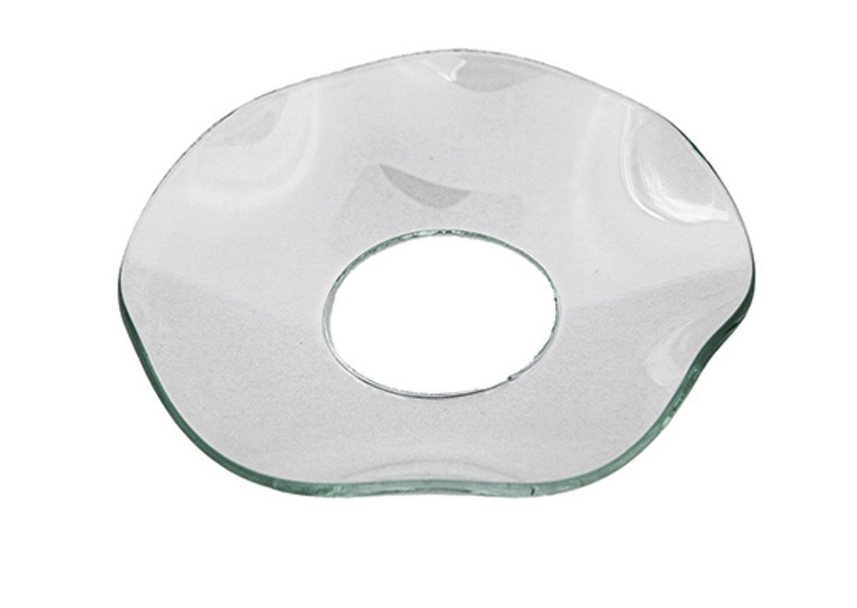 GLAS-KERZENMANSCHETTE (Bobeches) "Gewellt" für Kerzen bis Ø 25 mm - Transparent, Paraffin (7/0.2/7cm) - Holfeuer Crystal Design