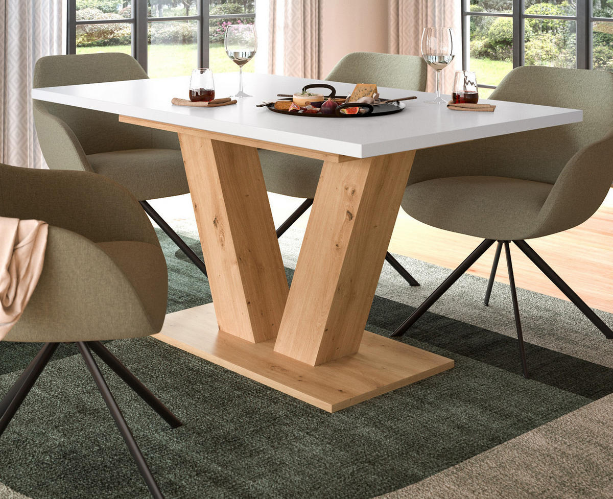 ESSTISCH weiß, Eiche Artisan, Küchentisch ausziehbar 150 - 190 cm - Eiche Artisan/Weiß, Holzwerkstoff/Metall (150/90/76cm) - Inn.Furn
