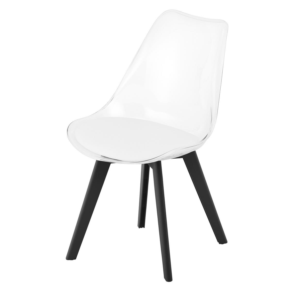 ESSZIMMERSTUHL RIKX transparenter Sitz, schwarze Beine - Transparent/Schwarz, Kunststoff (49/82/43cm) - Valora