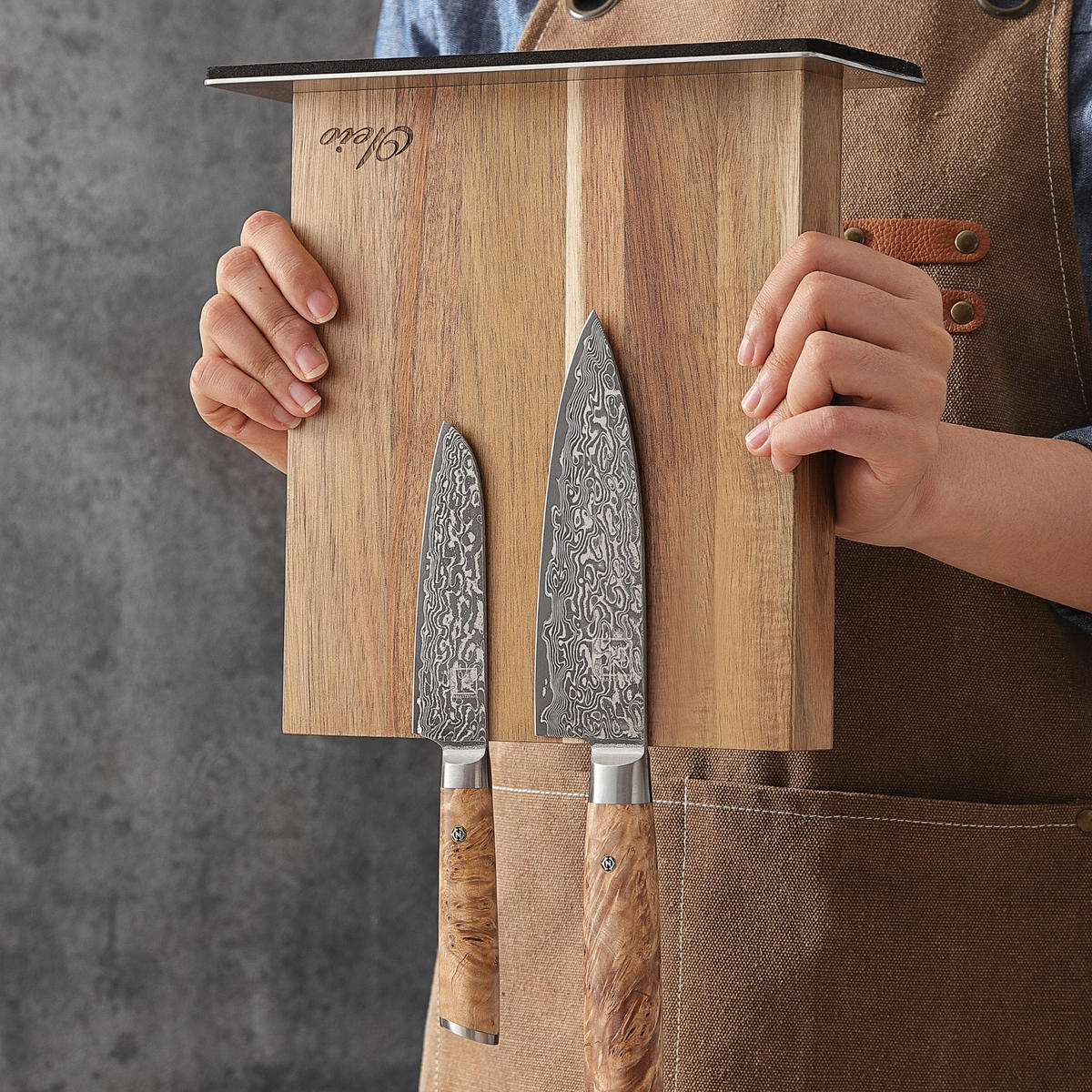 MAGNET-MESSERBLOCK - Akaziefarben, Holz (25/10/24.5cm) - Oleio