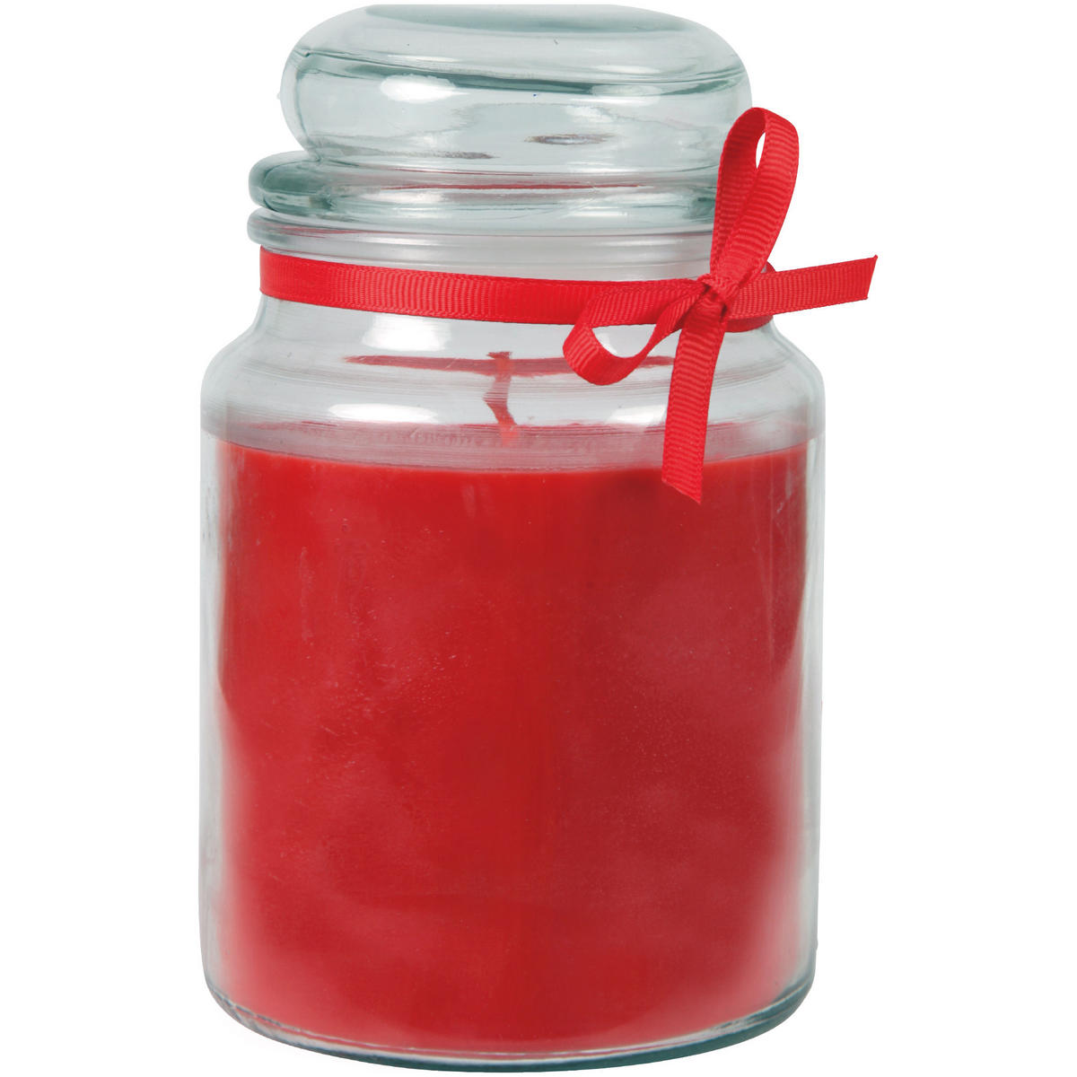 DUFTKERZE im Bonbonglas mit Deckel Rose 110h - Rot, Glas (10/16cm)