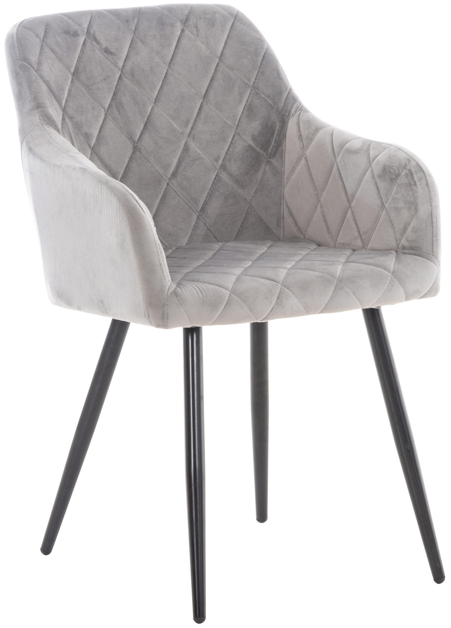 ESSZIMMERSTUHL Shyva Samt, Gestell Metall matt Schwarz Grau - Schwarz/Grau, Textil/Metall (47/84/44cm) - TPFLiving