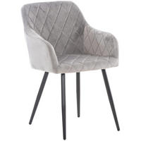 ESSZIMMERSTUHL Shyva Samt, Gestell Metall matt Schwarz Grau - Schwarz/Grau, Textil/Metall (47/84/44cm) - TPFLiving