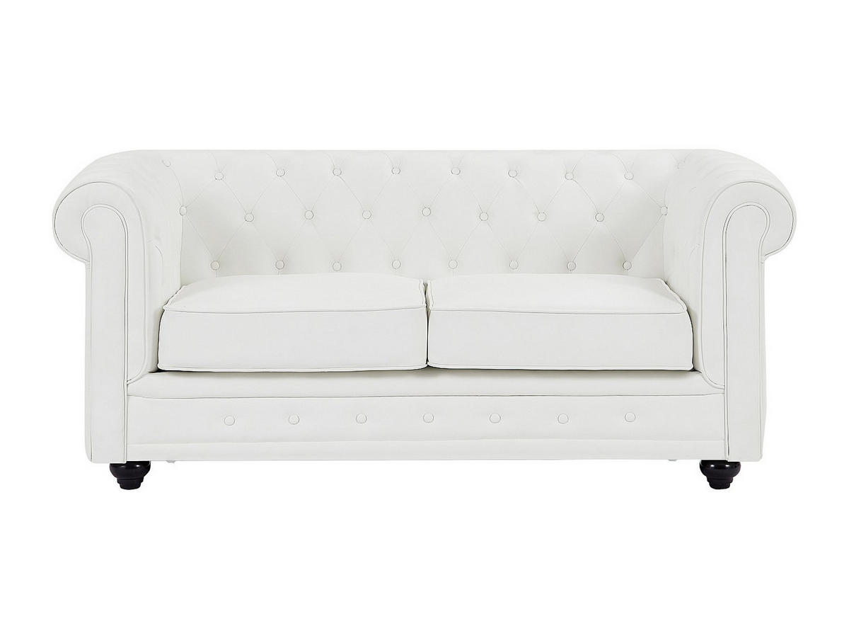 SOFAS 3-Sitzer, 2-Sitzer & Sessel - Kunstleder - Weiß - CHESTERFIELD - Weiß, Leder (205/72/88cm) - Vente-Unique