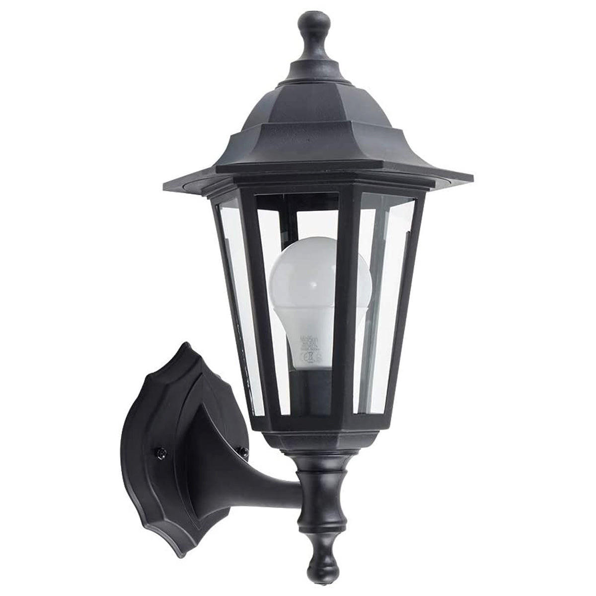AUSSENWANDLEUCHTEE Schwarz Traditionell E27 - Schwarz, Kunststoff (21.2/35.6/35.6cm) - CGC Europe