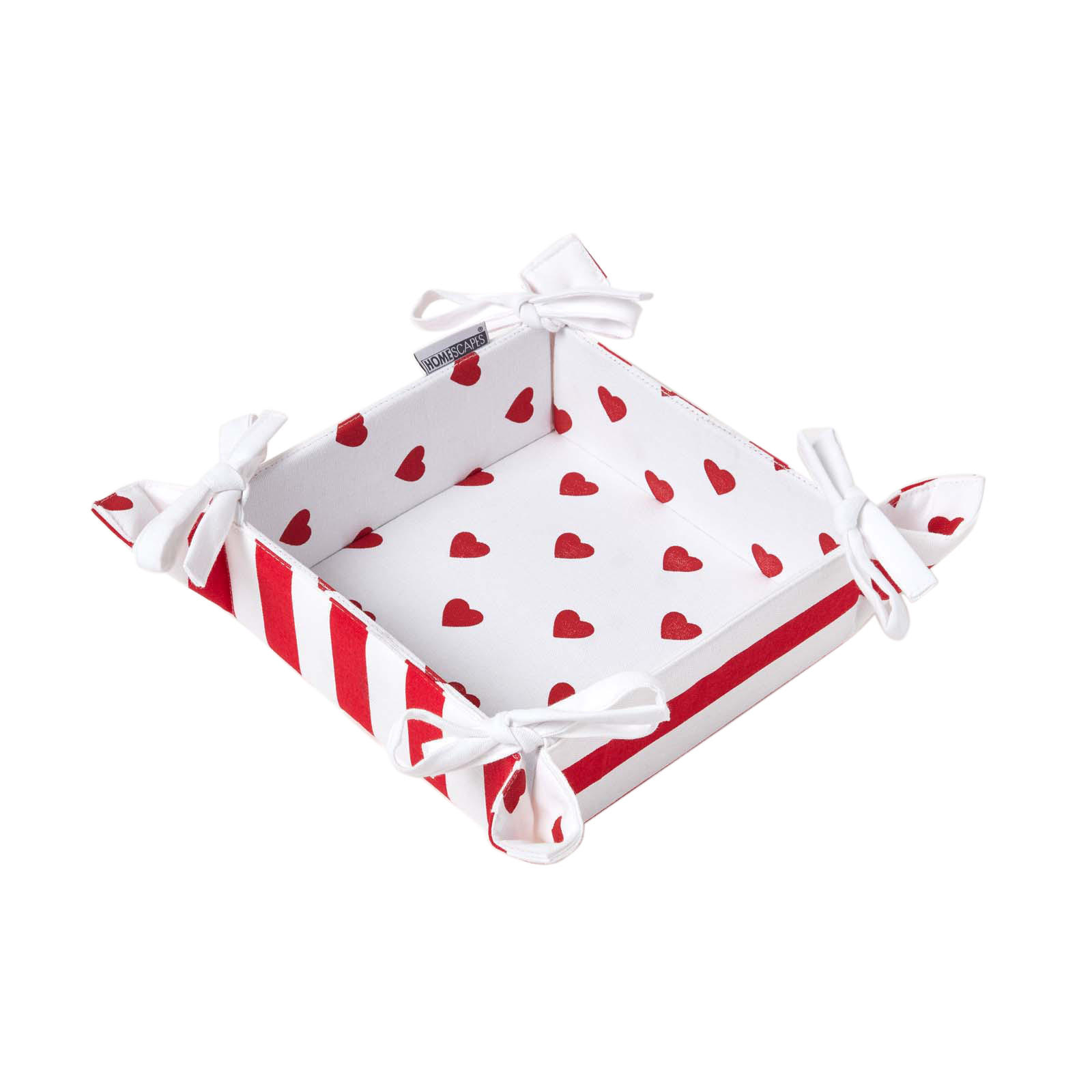 BROTKORB Herzen – faltbar mit Wende-Design - Weiß, Textil (22/7/22cm) - Homescapes