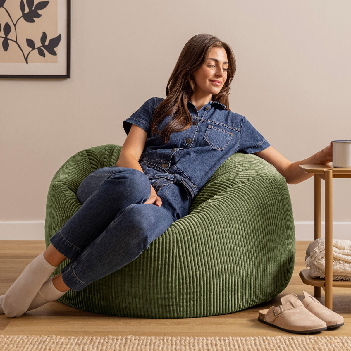 SITZSACK Cord Kingston XXL - Salbeigrün, Textil (92/52/92cm) - icon