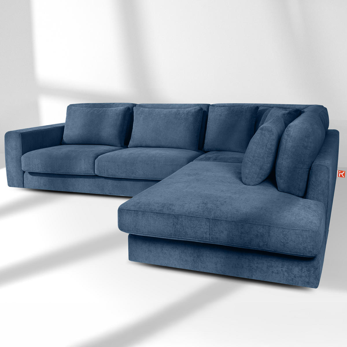 ECKSOFA rechts VERUS - Dunkelblau, Holz/Holzwerkstoff (297/248cm) - KONSIMO®