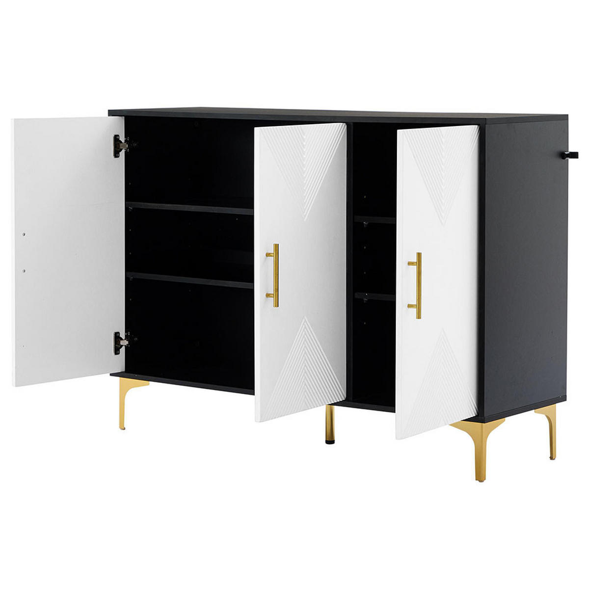 SIDEBOARD mit goldenen Griffen und goldenen Beinen - Weiß, Holz (40/88/20cm) - KOMHTOM