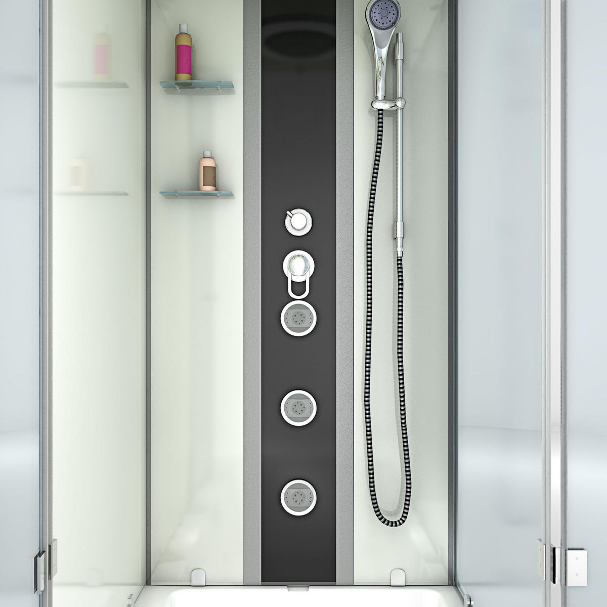 WHIRLPOOL Dusche Kombination K05-L00-WP-EC 180x90 cm - Weiß, Glas/Kunststoff (90/225/180cm) - AcquaVapore by Sandra Jentho