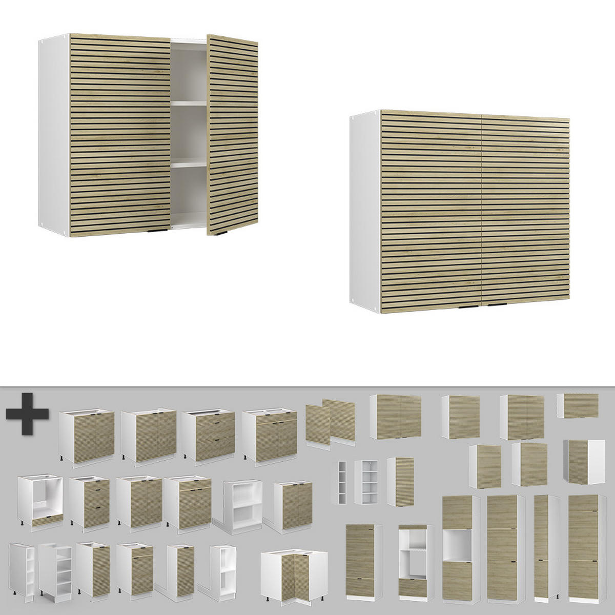 SKLENĚNÁ KUCHYŇSKÁ SKŘÍŇKA Fame-Line Dubový panel - bílá/barva dubu, kompozitní dřevo (80/72/34.1cm) - Vicco