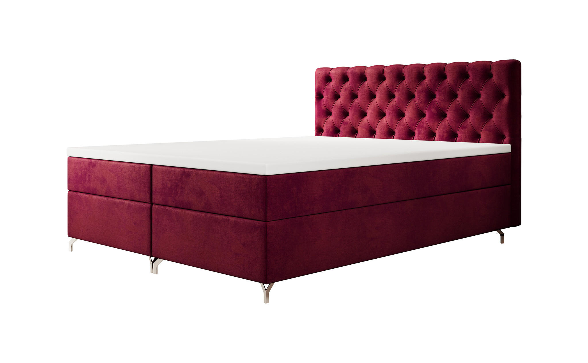 BOXBETT CHESTER 160x200, mit Matratze H3 und Topper, Monolith 59 - Rot, Holz/Textil (160/200cm) - Bedante