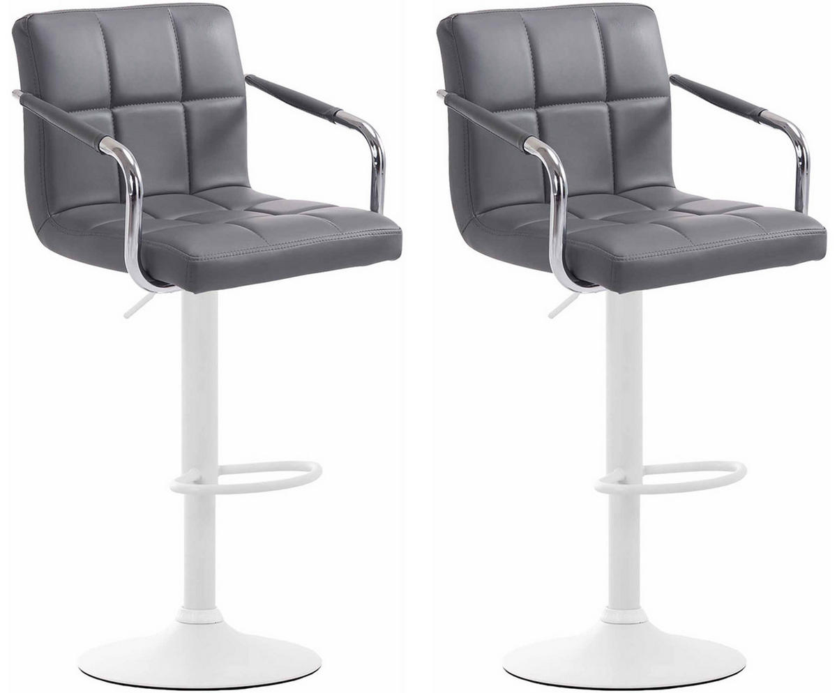 BARHOCKER 2er Set Luca weiß grau - Weiß/Grau, Kunststoff/Metall (54/112/46cm) - TPFLiving