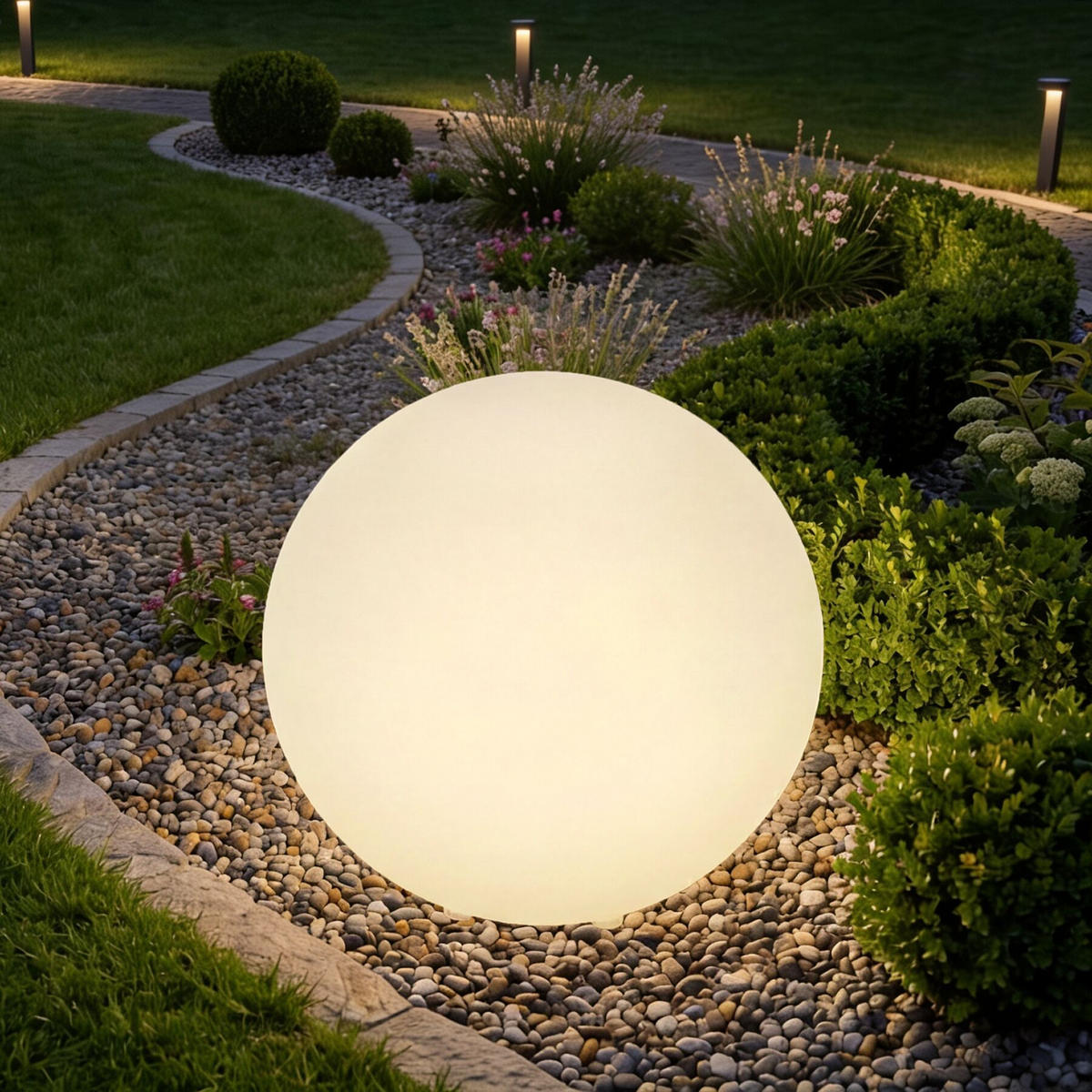 KUGELLEUCHTE Luminous Globe, inklusive Erdspieß, weiß - Weiß, Kunststoff (50/50/50cm) - tectake