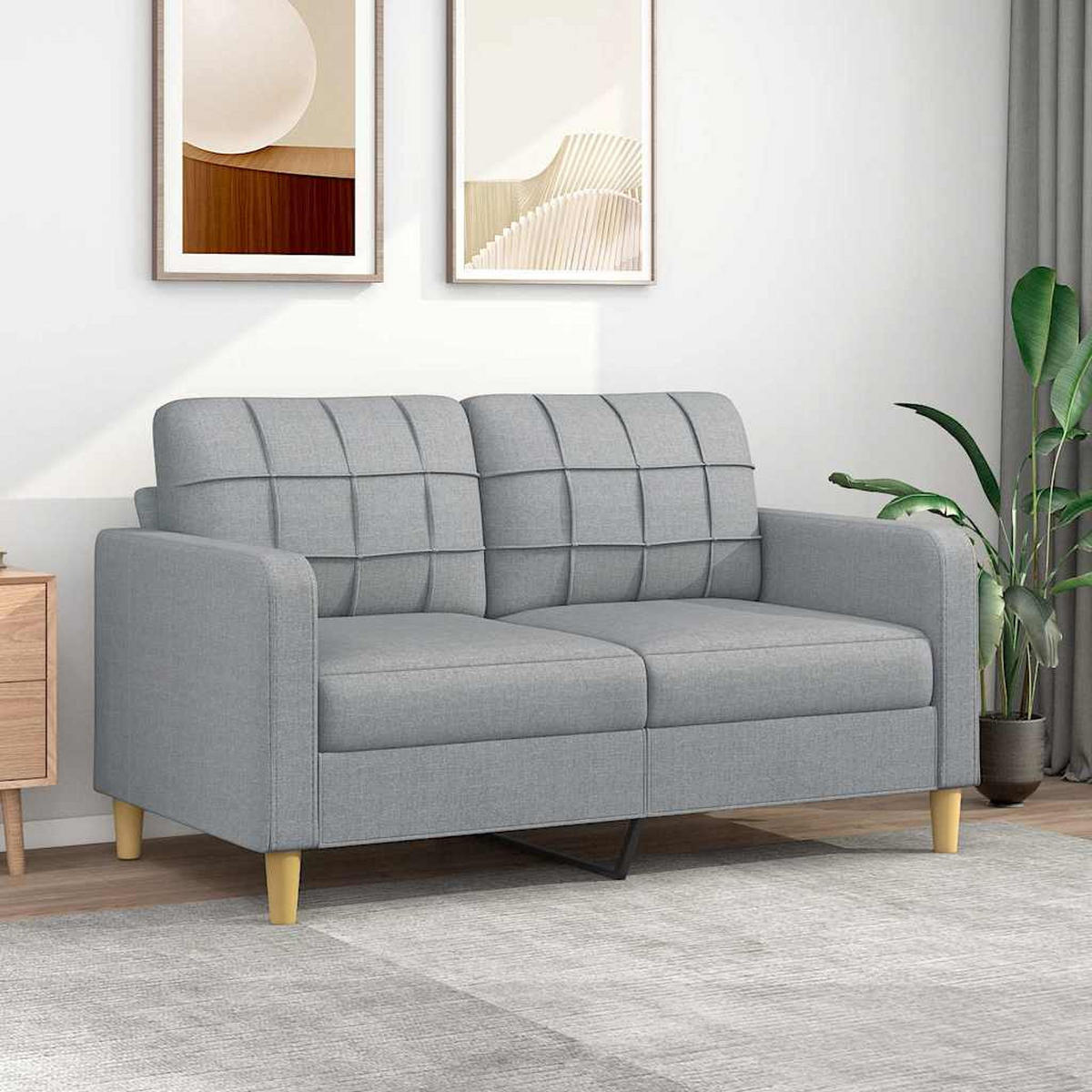 2-SITZER-SOFA Martin - Hellgrau, Textil (158/80/77cm) - Nettlife