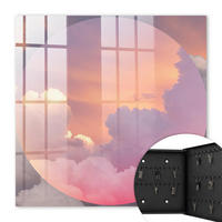 SCHLÜSSELBOX Schwarz 30x30 cm- Türöffnung nach rechts - Ätherische Wolken - Pink, Metall (30/30/5cm) - TULUP
