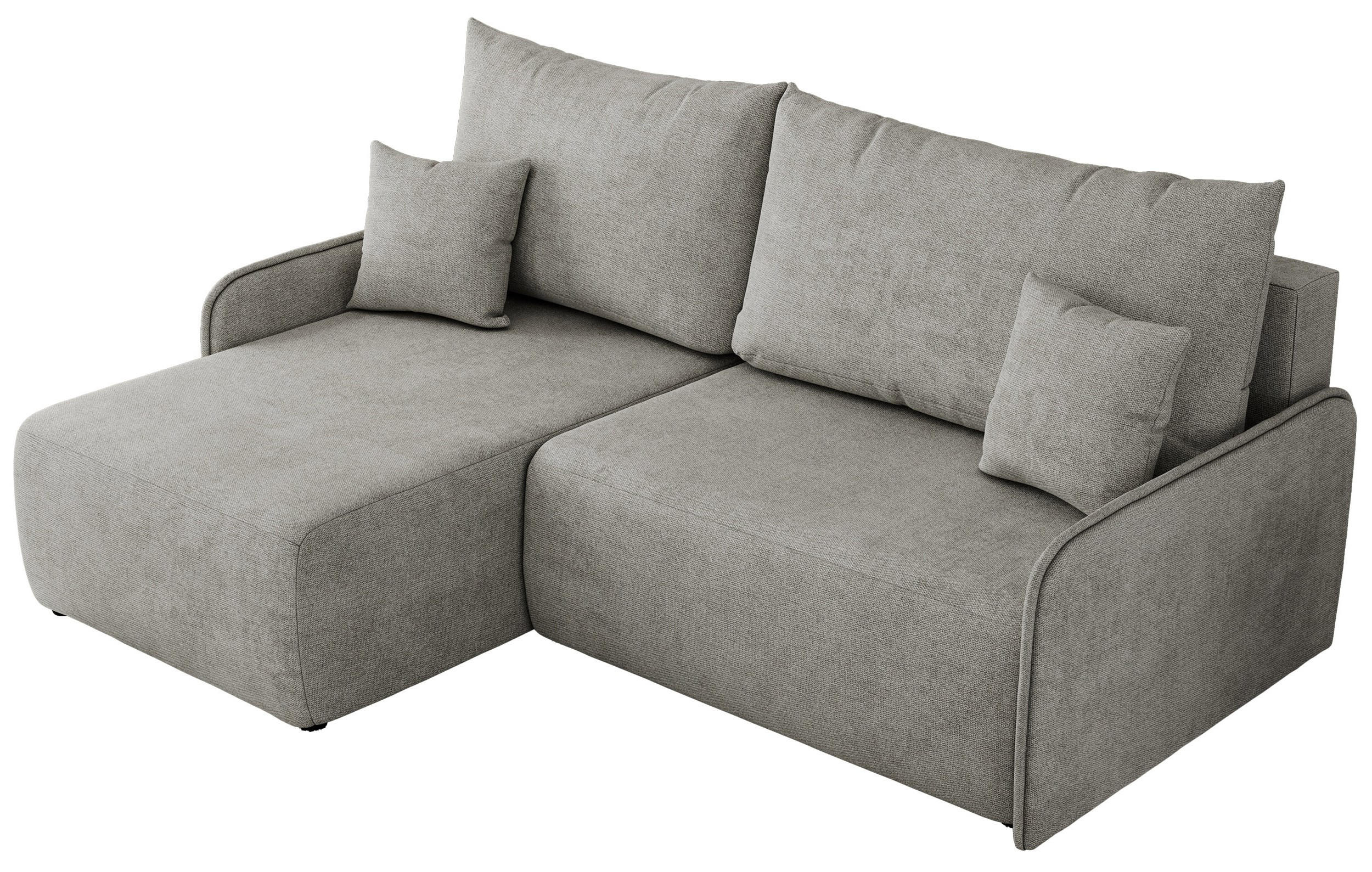 ECKSCHLAFSOFA ARPA L Hellgrau Struktur - links - Hellgrau/Schwarz, Kunststoff/Textil (198/150cm) - MKS