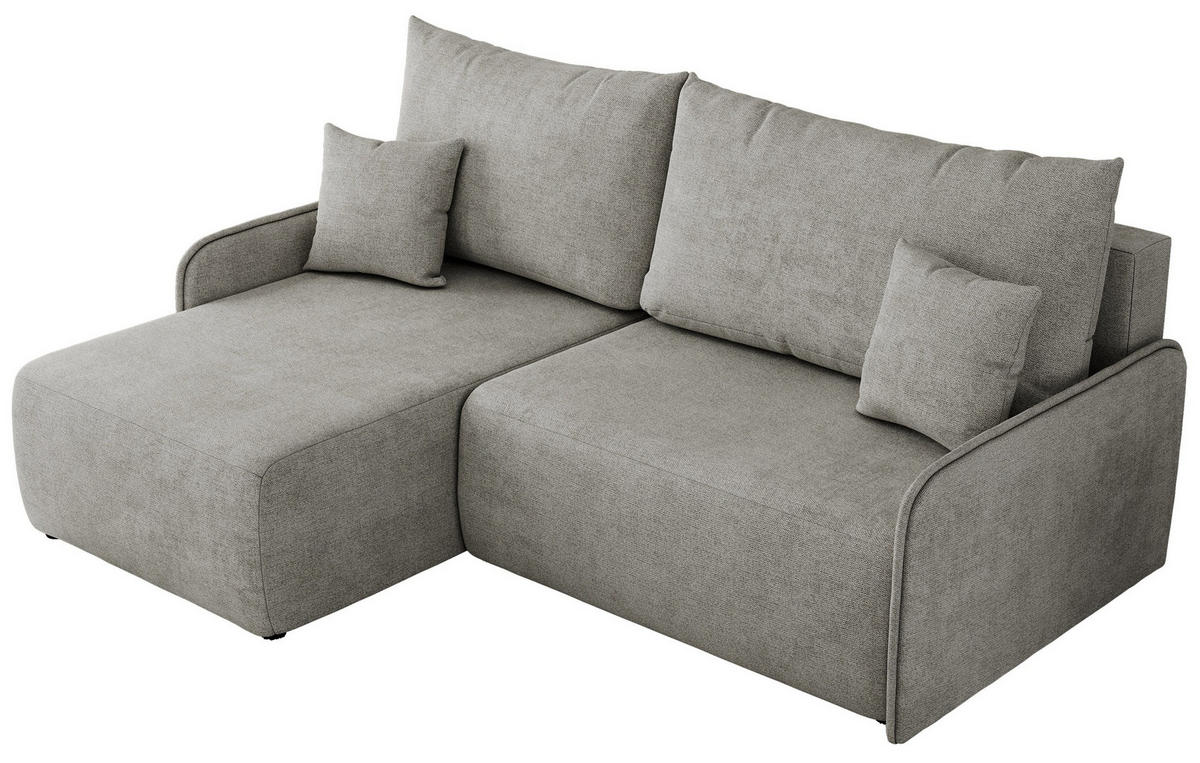 ECKSCHLAFSOFA ARPA L Hellgrau Struktur - links - Hellgrau/Schwarz, Kunststoff/Textil (198/150cm) - MKS