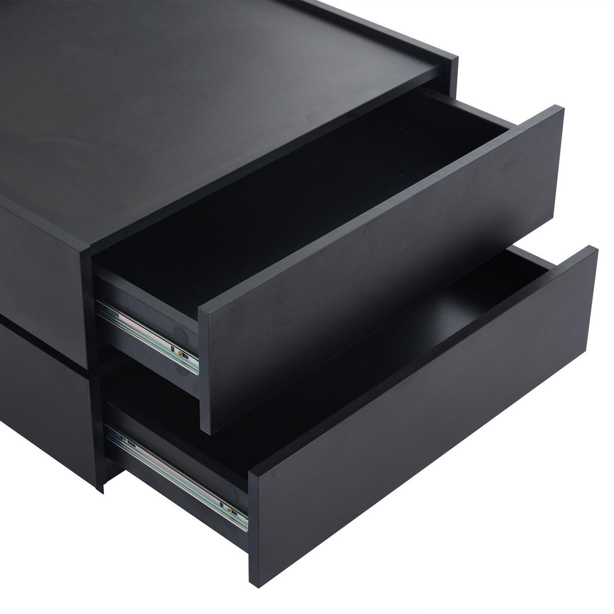 COUCHTISCH 60/60/38 cm schwarz mit 360° drehbarer Tischplatte und 2 Ablagen - Schwarz, Holzwerkstoff (60/60/38cm) - OKWISH