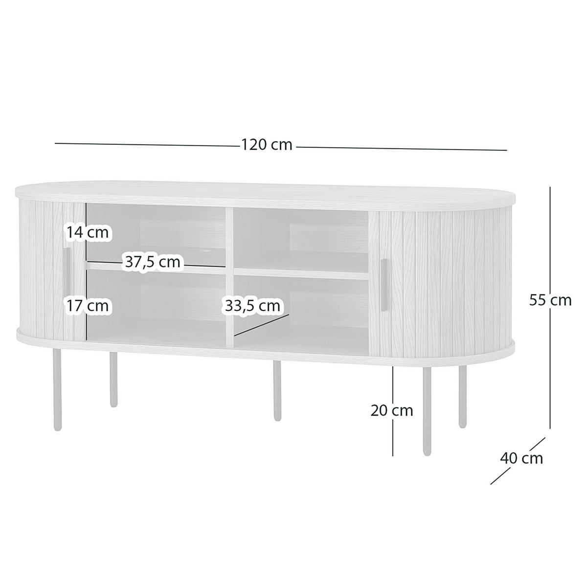 TV-LOWBOARD - MDF / Metall - Eiche - Eichefarben/Schwarz, Holzwerkstoff/Metall (120/55/40cm) - home24